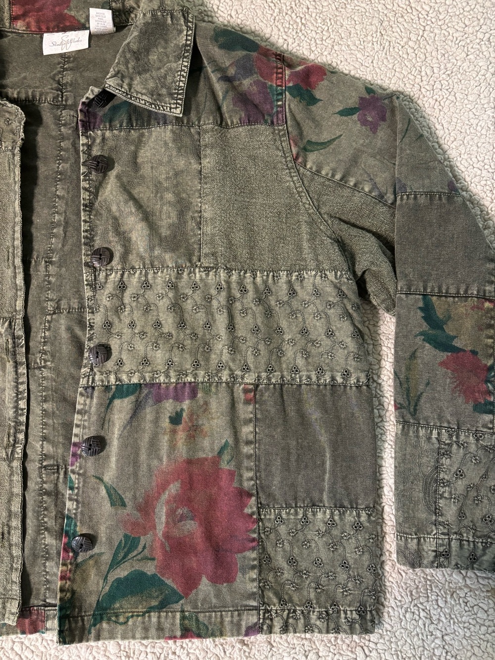 Vintage Y2K Studio Works Patchwork Floral Jacket Women’s XL 100% Cotton - Picture 5 of 8